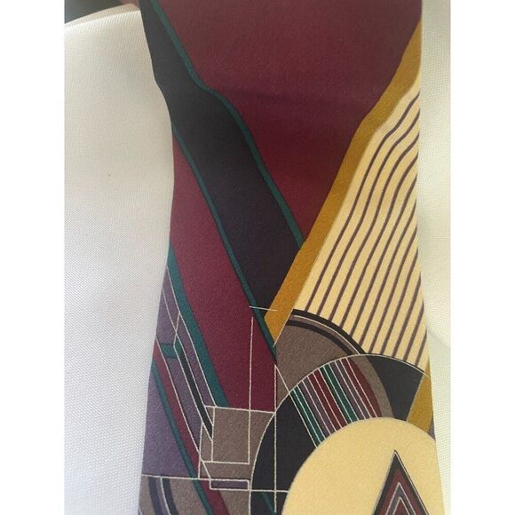 Vintage Boxelder Neck Tie Frank Lloyd Wright Frozen Speres Gray Silk Art 56" - Picture 2 of 6